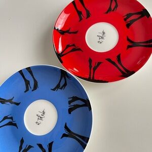 Nordstrom Graphic Fashion Plates Red Blue R. Toledo Set of 2 Made in China